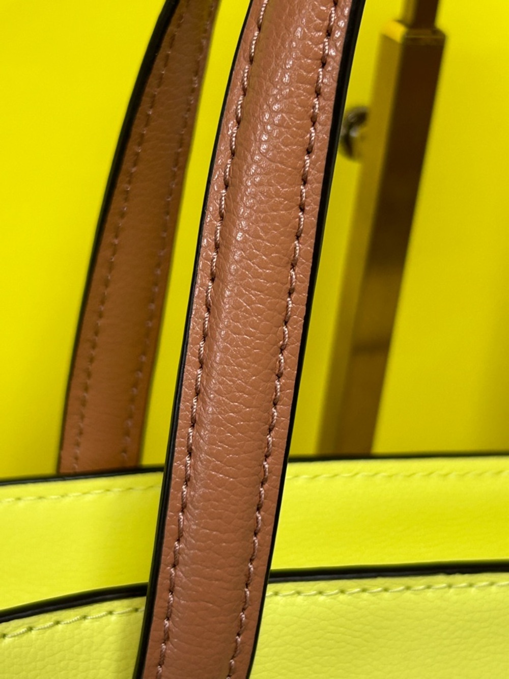 kate spade Yellow, White & Tan Leather Satchel w/Top Handles Approx. 12 x 19 x 4 - Picture 6 of 15